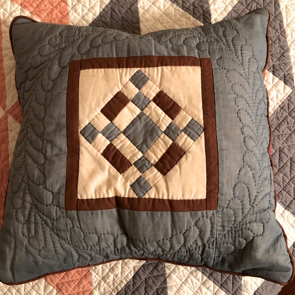 Small Vintage Quilted Throw Pillow -pillow included w/ case